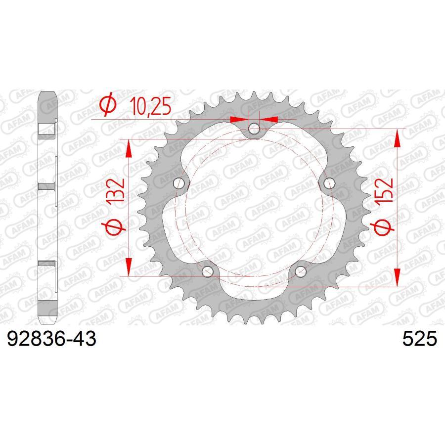 AFAM (アファム) リアスチールスプロケット 525-43 1078RR F4 1000F4 989R BRUTALE 92836-43 |  | 01