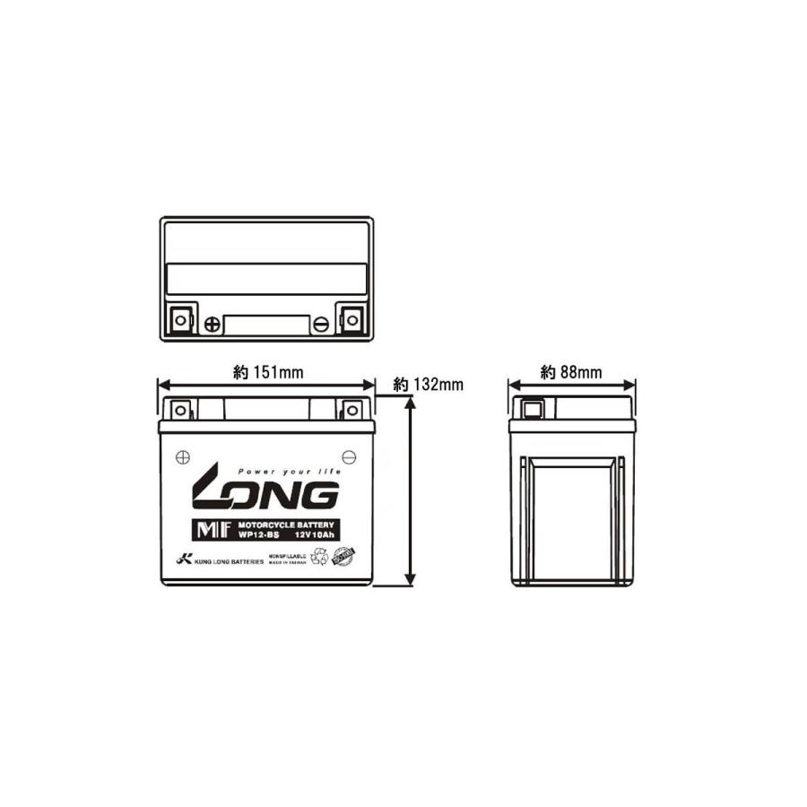 ロングバッテリー バッテリー 12V/10Ah 液注入済 互換 YTX12-BS/GTX12-BS/FTX12BS WP12-BS |  | 01