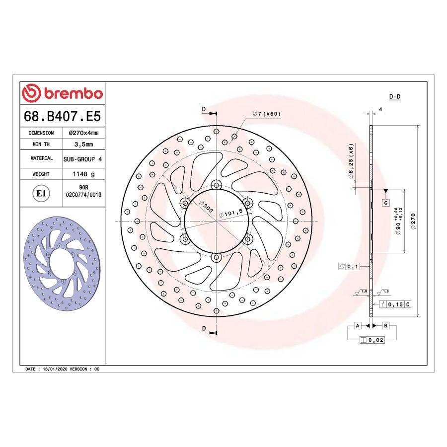 brembo (ブレンボ) セリエオロ セリエオロ ブレーキディスク リジット  68B407E5 | brembo | 01