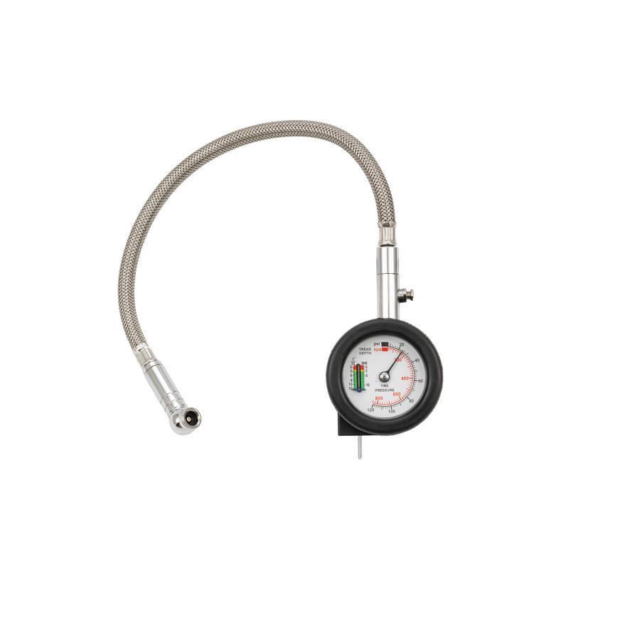 プロト　メンテナンス コンパクトエアインフレーターゲージ　タイヤ溝測定ゲージ付　ロングタイプ 120psi/800kpa対応　デプスゲージ測定　高耐久 | plot | 01