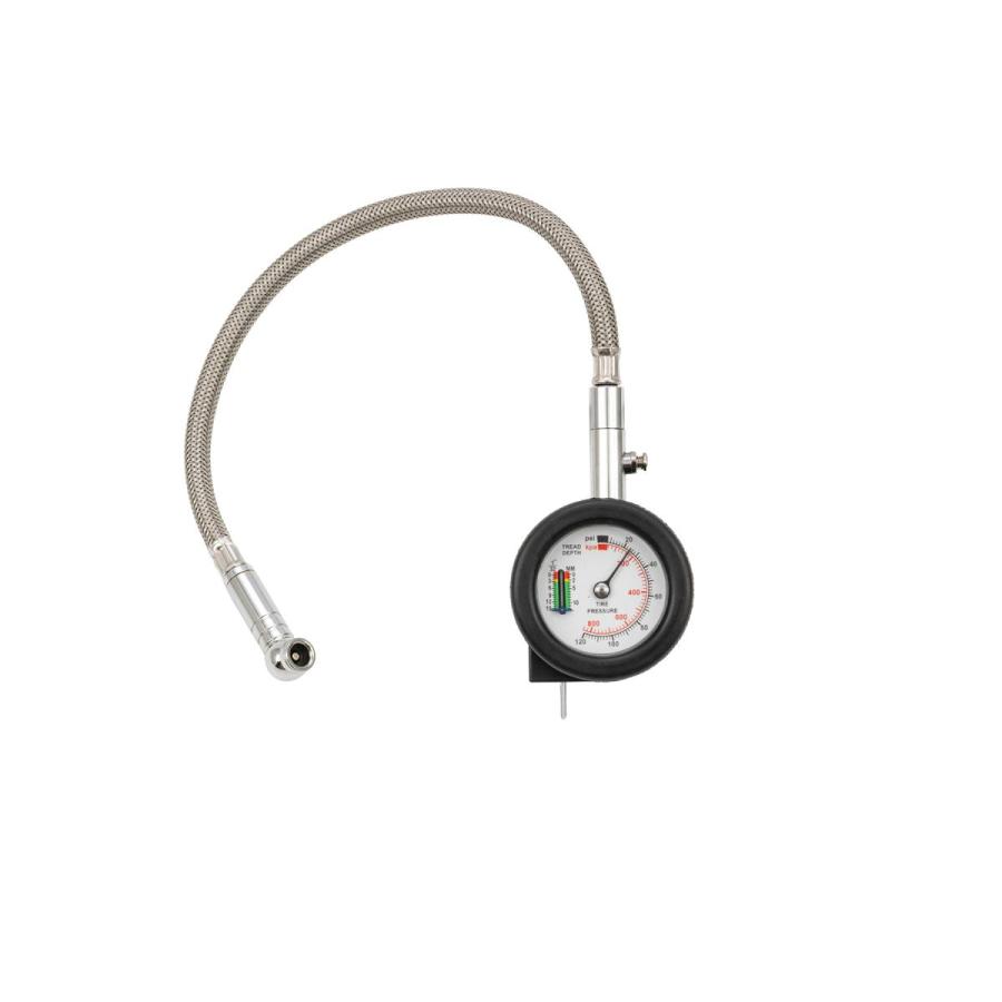 プロト　メンテナンス コンパクトエアインフレーターゲージ　タイヤ溝測定ゲージ付　ロングタイプ 120psi/800kpa対応　デプスゲージ測定　高耐久 | plot | 01