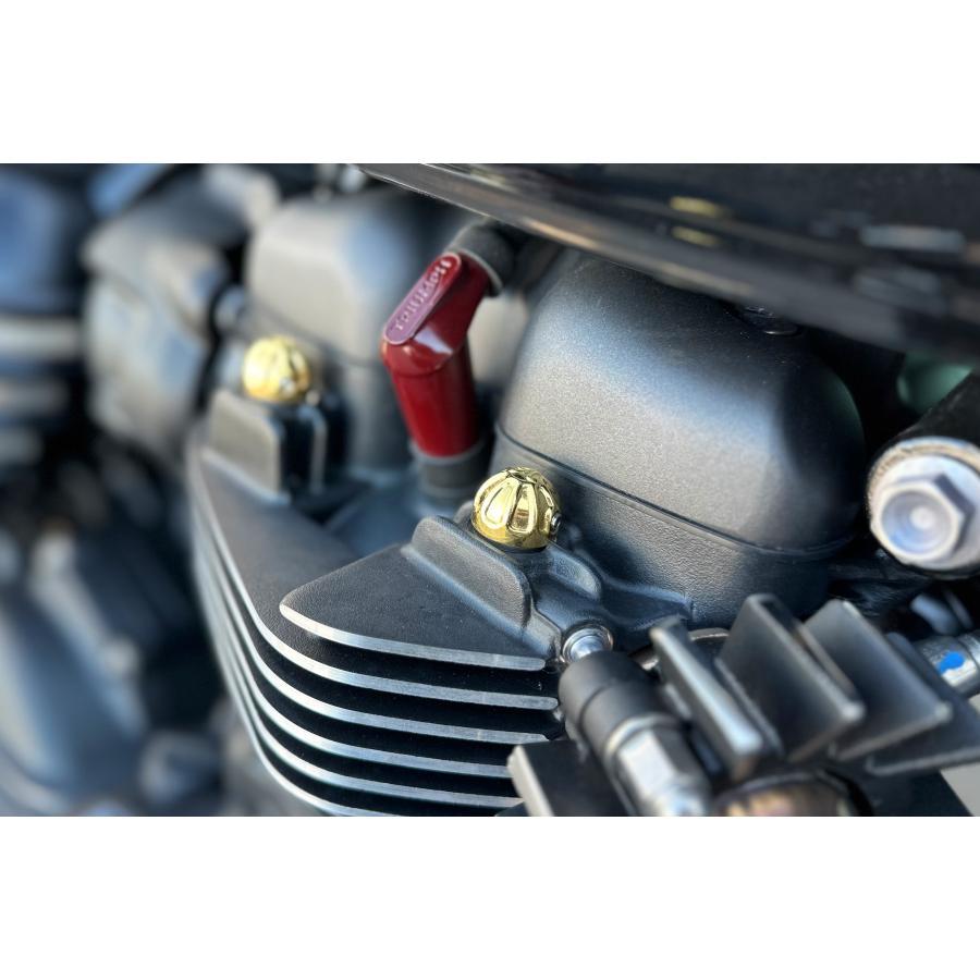 Motone(モートーン) エンジンボルトキャップ ブラス T100/T120 (16-25) SpeedTwin900 (16-25) スクランブラー Scrambler900 (17-25) MMU070 |  | 05