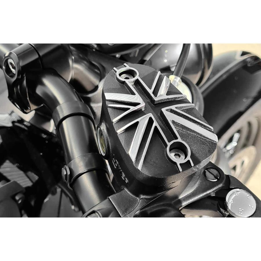 Motone(モートーン) マスターシリンダーキャップ ユニオンジャック ブラック/ポリッシュ アルミダイキャスト T100 T120 Bobber Speedmaster |  | 05
