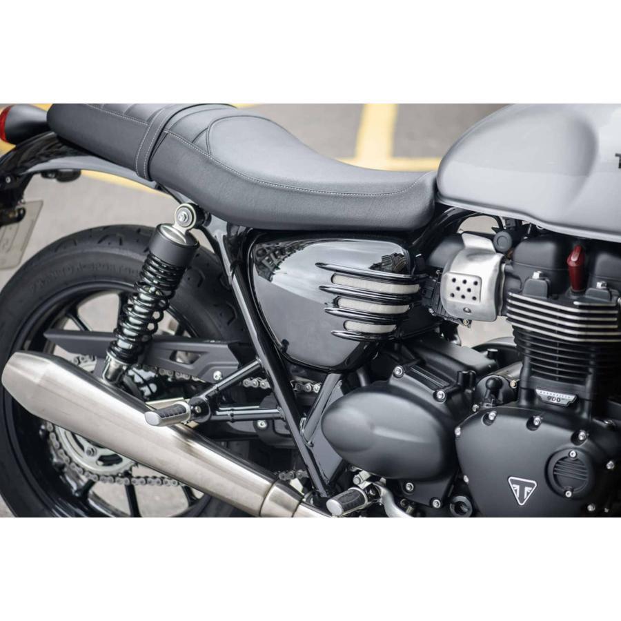 Motone(モートーン) サイドカバー リブ グロスブラック T100 (17-25) Street Twin/Speed Twin 900 (16-24) MTE140 |  | 01