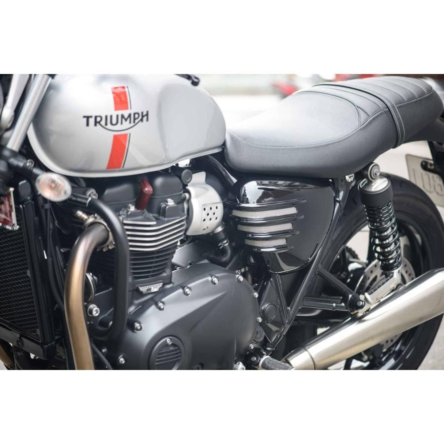 Motone(モートーン) サイドカバー リブ グロスブラック T100 (17-25) Street Twin/Speed Twin 900 (16-24) MTE140 |  | 02