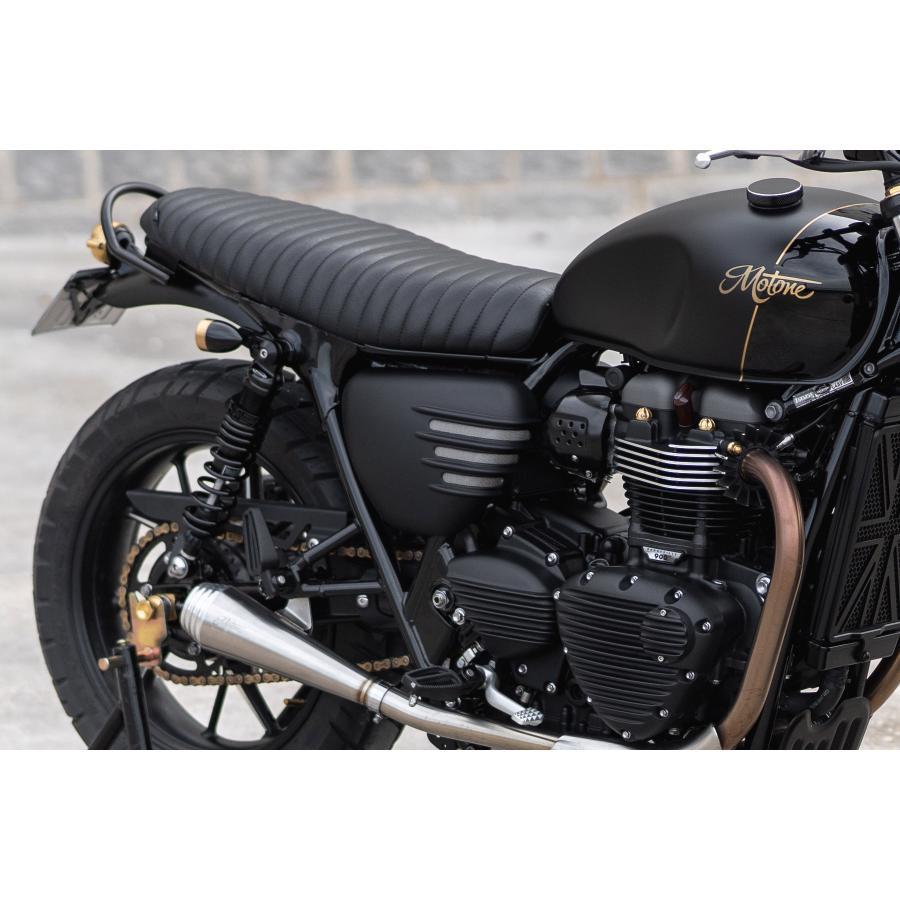 Motone(モートーン) サイドカバー リブ マットブラック T100 (17-25) Street Twin/Speed Twin 900 (16-24) MTE141 |  | 01