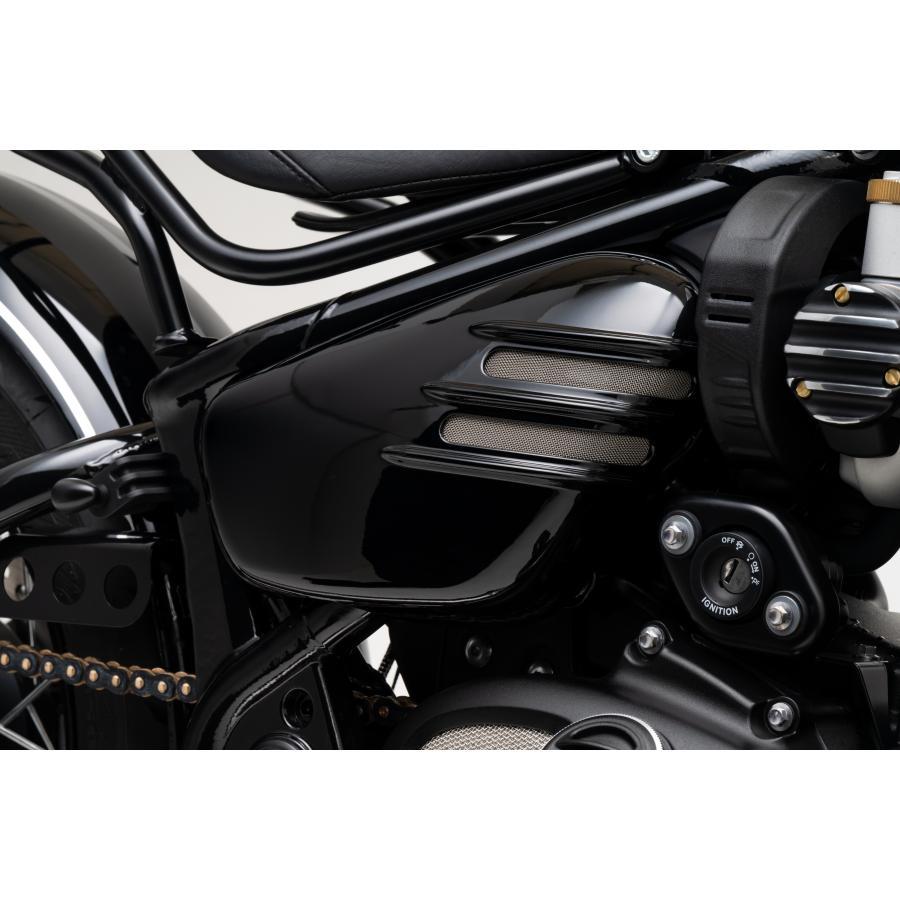 Motone(モートーン) サイドカバー VENTURA リブ グロスブラック ボンネビル Bobber (17-25) Speedmaster (18-25) MTE163 |  | 01