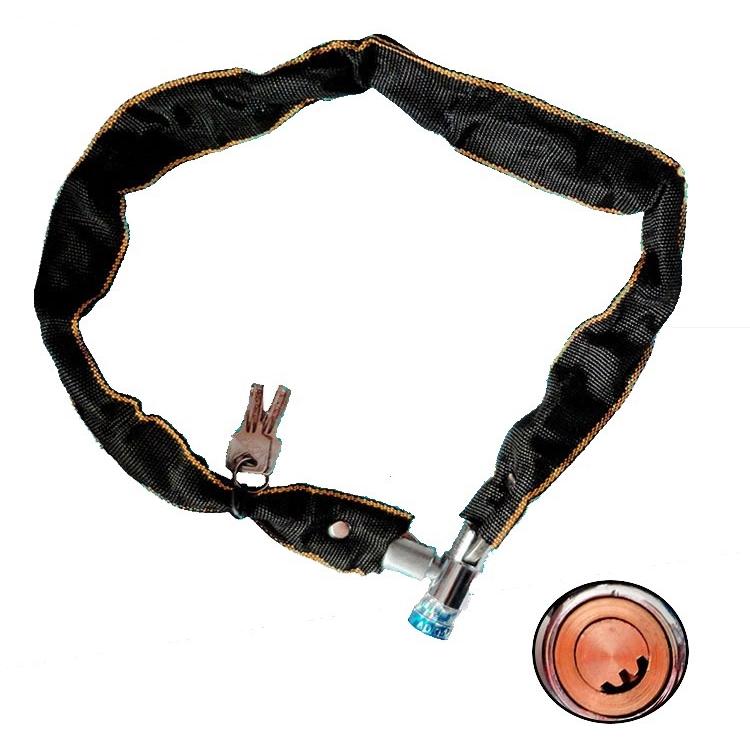 バイク 自転車用 チェーンロック 鍵2本付属 傷付防止 チェーン長約100ｃｍ | 