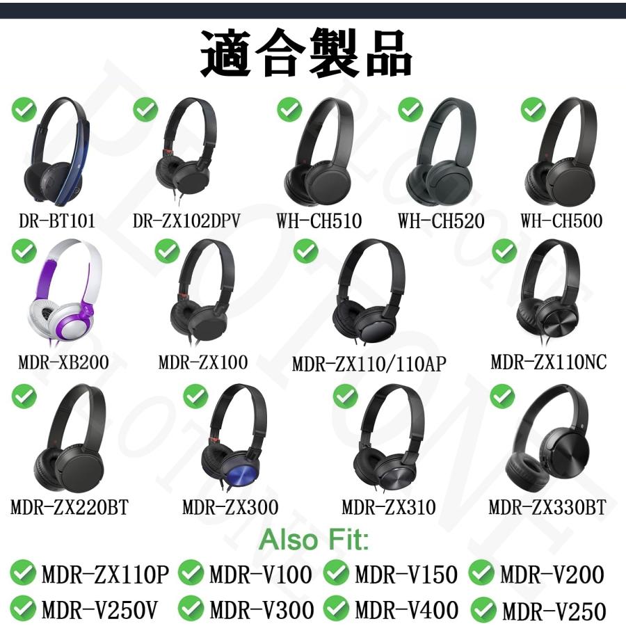 ヘッドホン交換用イヤーパット ブラック　ブルー　ホワイト ベージュ　左右セット SONY WH-CH520 510 MDR-ZXなど |  | 02