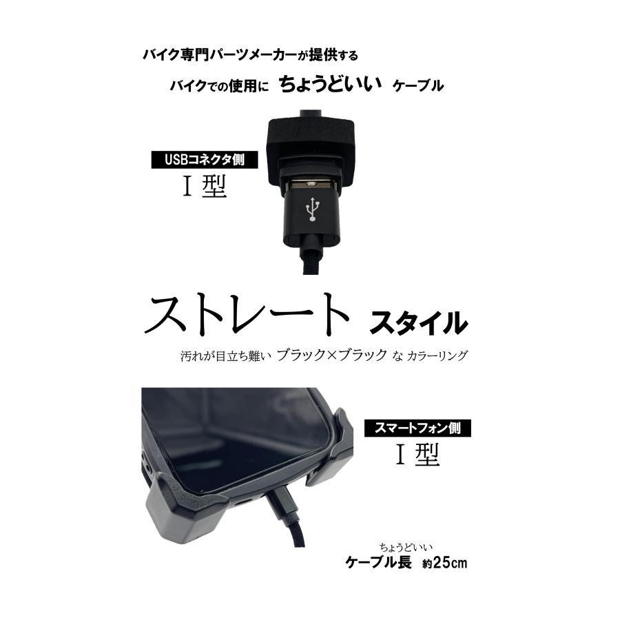 モトプランニング USB充電用ショートケーブル 3A TYPE-A(I型)＆TYPE-C