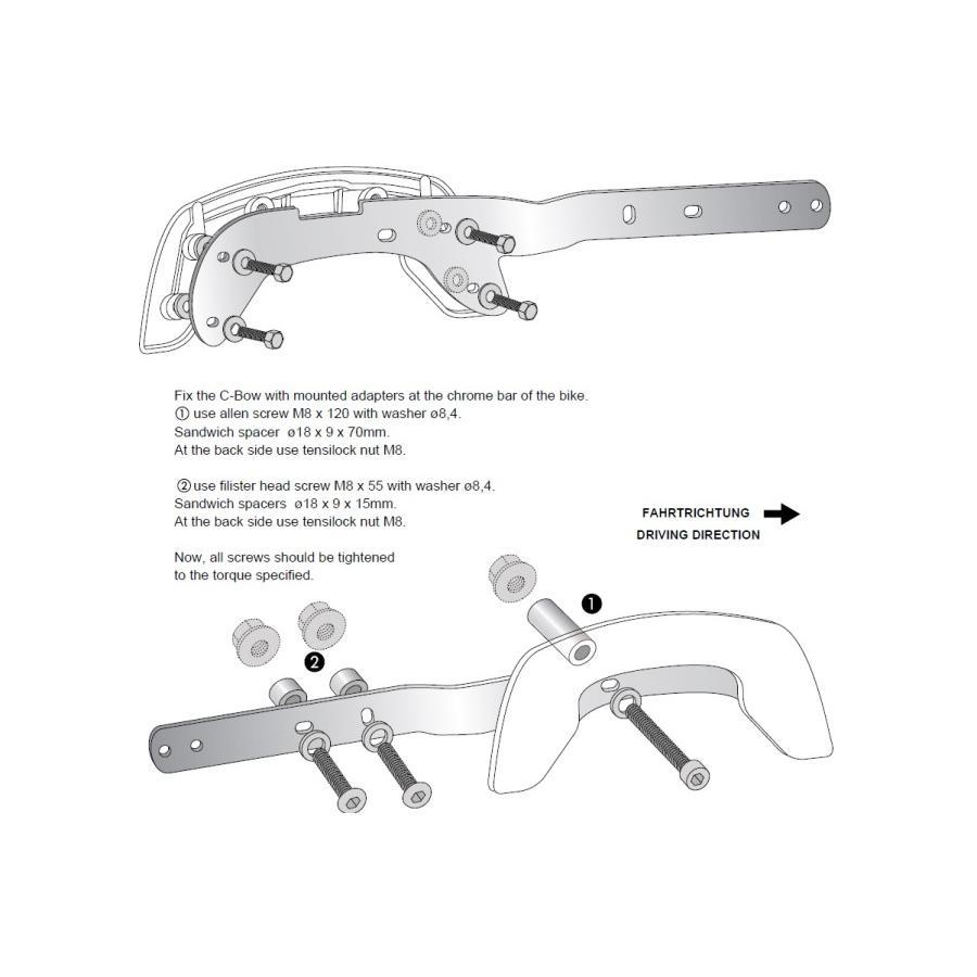 ヘプコ&ベッカー C-Bowサイドキャリア クローム Sportster883Roadster/Forty-Eight/Seventy-Two 630718 00 02｜plotonlinestore｜05