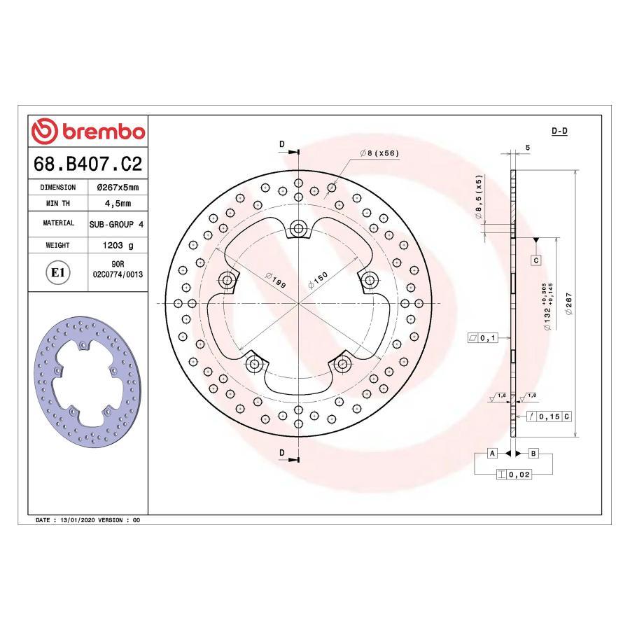 brembo (ブレンボ) セリエオロ セリエオロ ブレーキディスク リジット