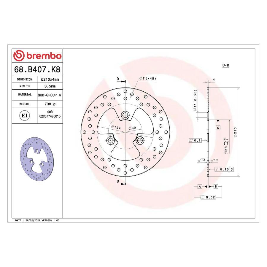 brembo (ブレンボ) セリエオロ セリエオロ ブレーキディスク リジット