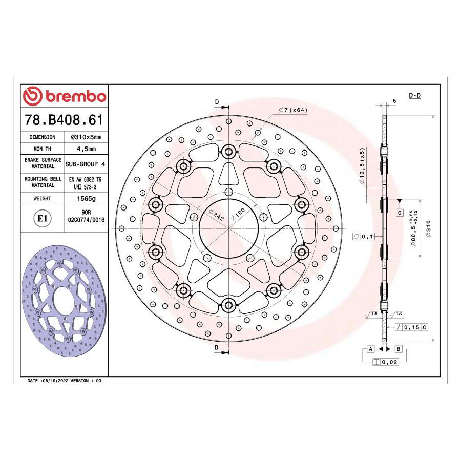 brembo（ブレンボ） セリエオロ セリエオロ ブレーキディスク セミ