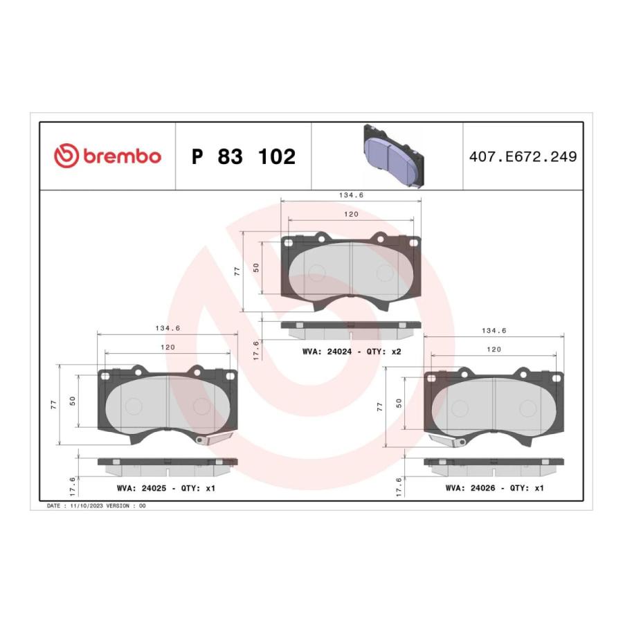 brembo (ブレンボ) 4リン プライムブレーキパッド 純正互換タイプ