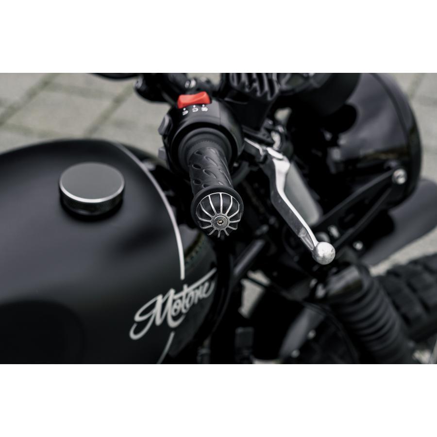 Motone(モートーン)  バーエンド GEMINI アルミ ブラック/ポリッシュ T100/T120 SpeedTwin900 スクランブラー Scrambler900 MMU536｜plotonlinestore｜02