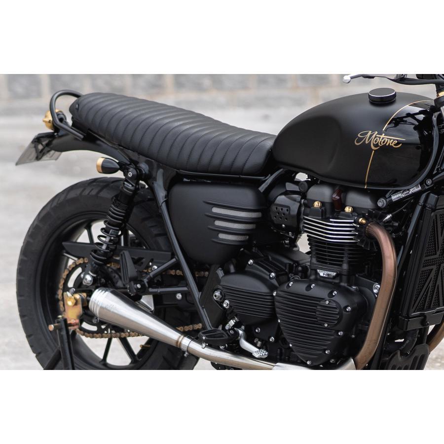 Motone(モートーン) サイドカバー リブ マットブラック T100 Street 