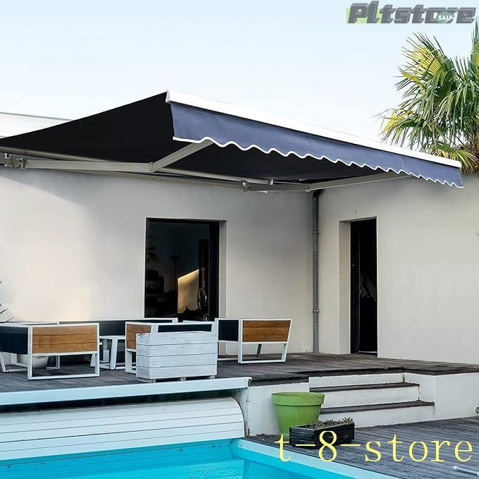 pltstore日除け シェード 2m/2.5m/3m/4m/5m オーニングテント オーニング 庭 屋根 diy オーニングテント 伸縮式 巻き取り シェードベランダ 屋根ア_4