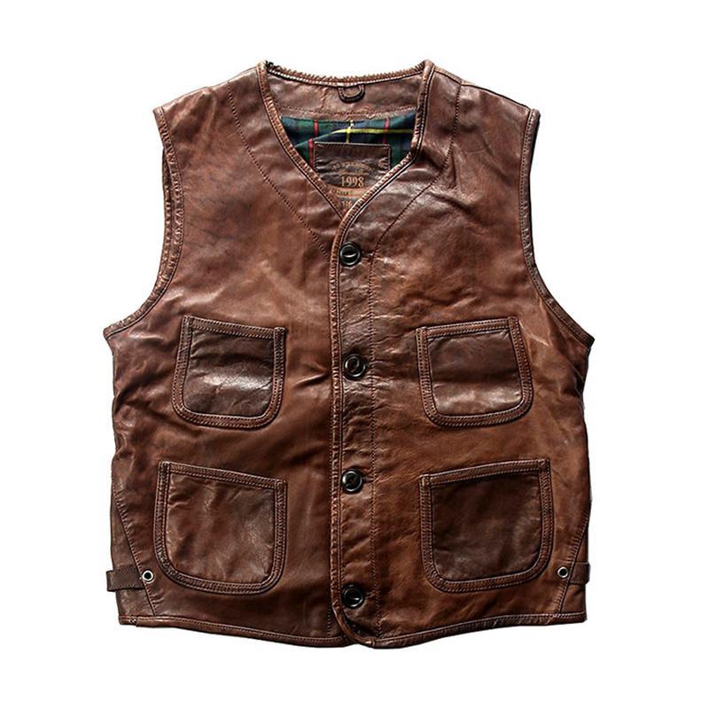 極美品 ロエベ フォックス ムートン 羊革 ジレ ベスト 短丈 ブラウン 36 レザーベスト メンズ 本革ベスト ジレベスト 革ベスト 羊革 柔らかい