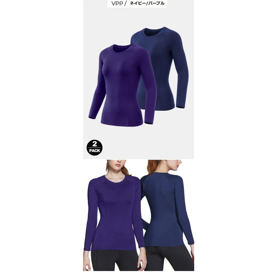 ATHLIO アスリオ  長袖 Tシャツ スポーツシャツ レディース 2枚セット UVカット 吸汗速乾  ランニング トレーニング ヨガ フィットネス BFD21 | TSLA | 03