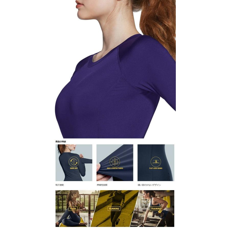 ATHLIO アスリオ  長袖 Tシャツ スポーツシャツ レディース 2枚セット UVカット 吸汗速乾  ランニング トレーニング ヨガ フィットネス BFD21 | TSLA | 05