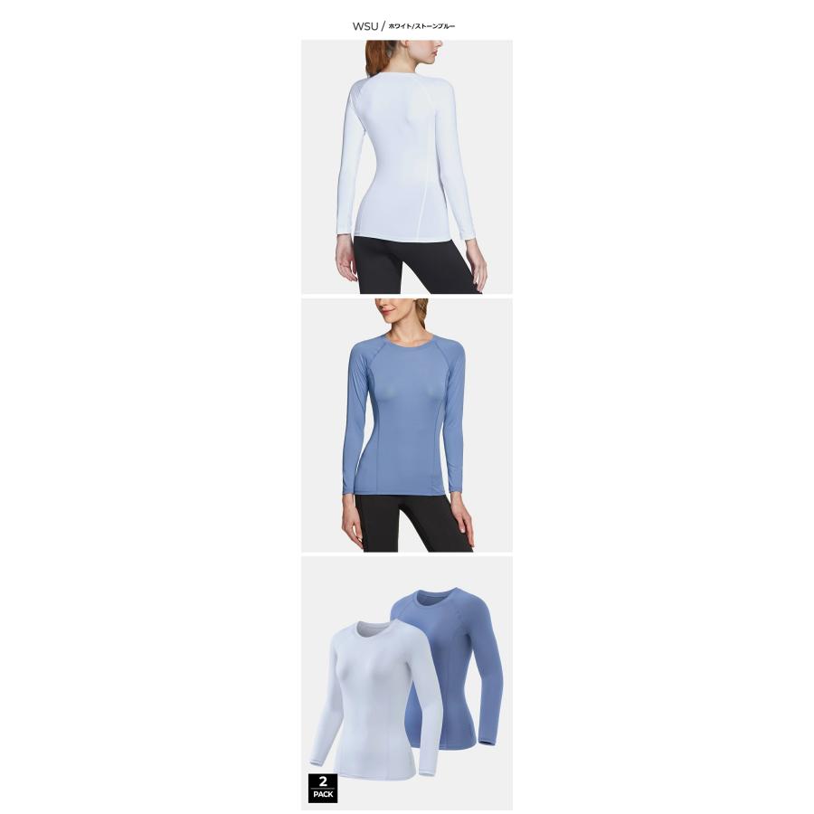 ATHLIO アスリオ  長袖 Tシャツ スポーツシャツ レディース 2枚セット UVカット 吸汗速乾  ランニング トレーニング ヨガ フィットネス BFD21 | TSLA | 06