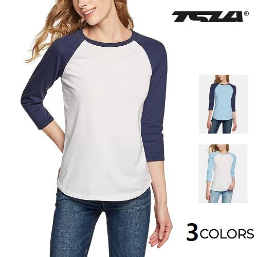 テスラ TESLA 長袖 Tシャツ 七分袖 レディース スポーツシャツ ラグラン 3/4スリーブ クルーネック アクティブ 日常着 カットソー FTS32/34 | TSLA