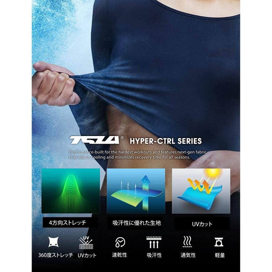 テスラ TESLA スポーツ インナー 長袖 レディース Tシャツ 伸縮性 吸汗速乾 トレーニング　ランニングウェア コンプレッション  ヨガウェア FUD03 | TSLA | 04