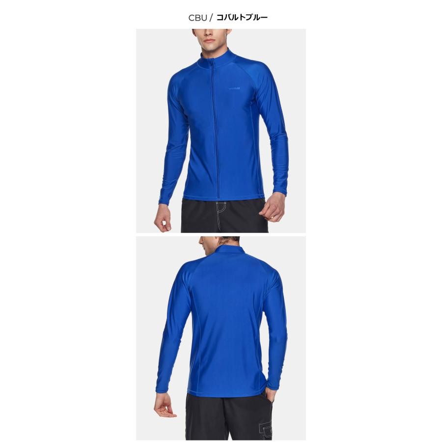 TSLA ラッシュガード メンズ 長袖 フルジップ 水着 UVカット