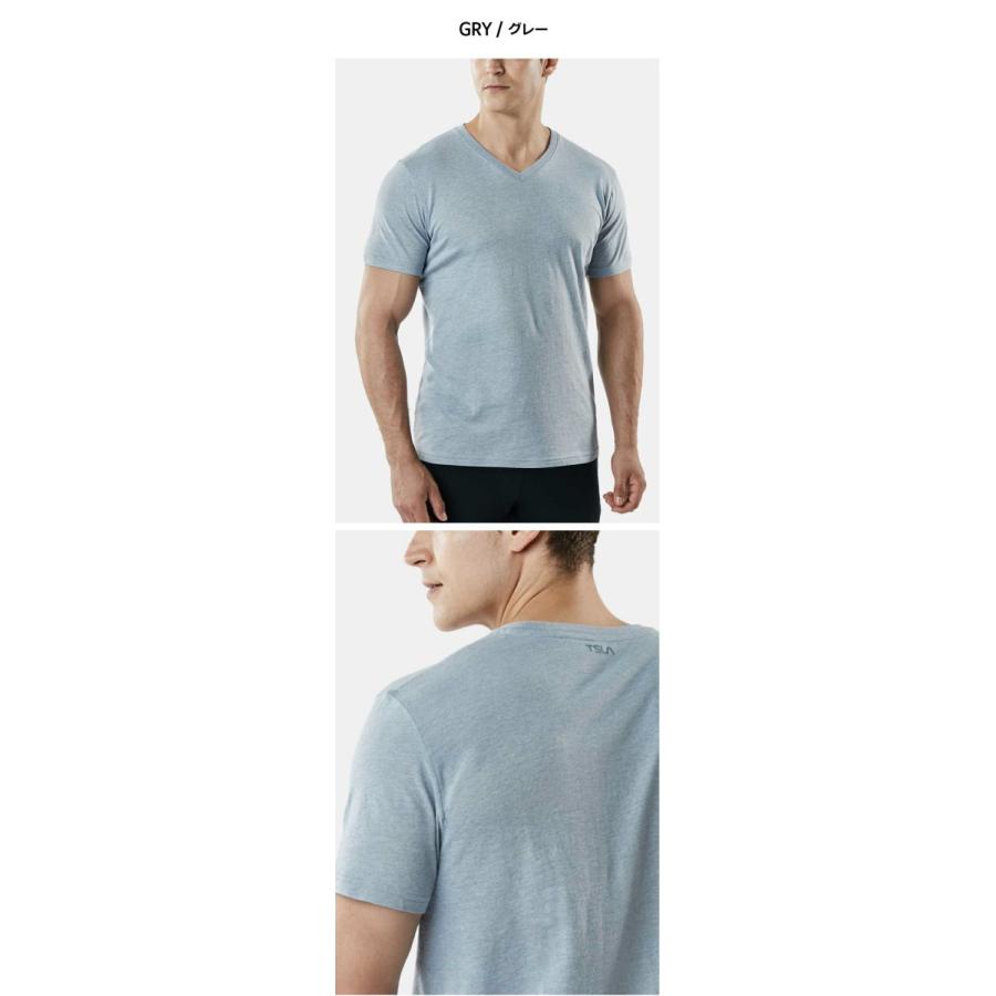 テスラ メンズ Tシャツ UVカット 吸汗速乾 半袖 綿 スポーツウェア トレーニング ランニング ドライ 日常 Tシャツ TSLA MTS51/55 | TSLA | 04