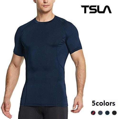 メンズ オールシーズン 半袖 ラウンドネック スポーツシャツ UVカット MUB33 コンプレッションウェア 定番の中古商品 テスラ 割り引き 吸汗速乾 TESLA