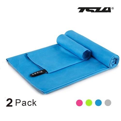 テスラ マイクロファイバー タオル 2枚セット スポーツタオル スイミングタオル ヨガ バスタオル 超速乾 超吸水 ピクニックなど多目的 S+Lサイズ TSLA MZW11 | TSLA