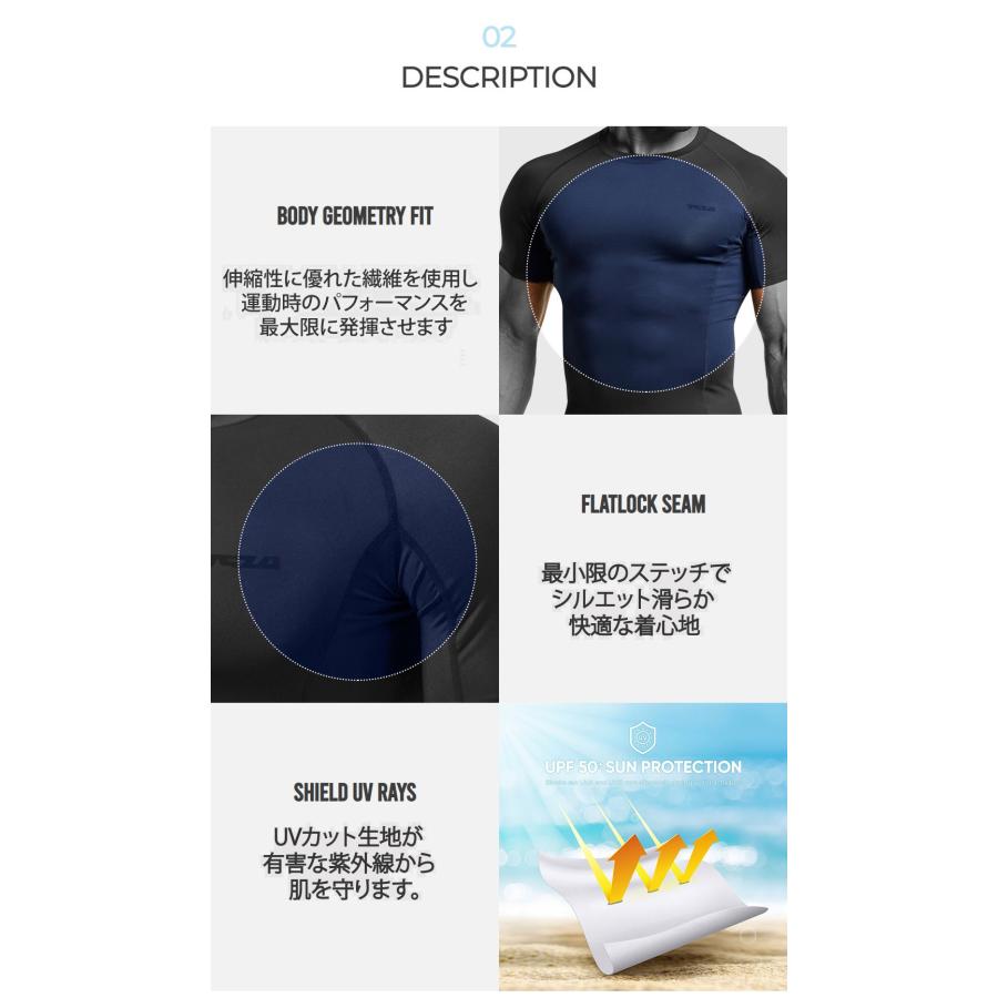テスラ 半袖 コンプレッション メンズ インナー アンダーシャツ スポーツシャツ  オールシーズン 丸首 シャツ UVカット TSLA MUB23 | TSLA | 03