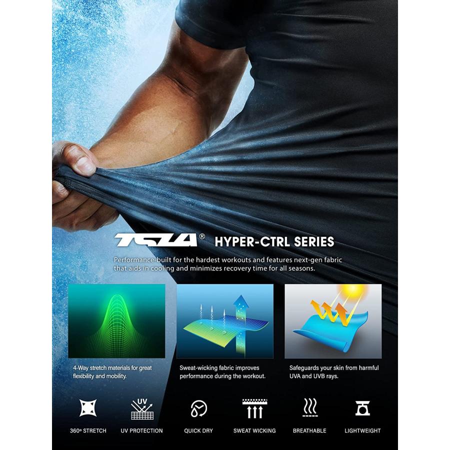 テスラ 半袖 コンプレッション メンズ インナー アンダーシャツ スポーツシャツ  オールシーズン 丸首 シャツ UVカット TSLA MUB23 | TSLA | 09