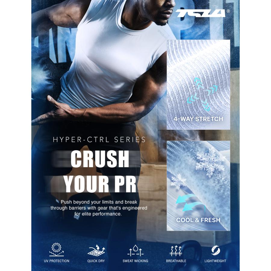 メンズ スリーブレス ラウンドネック スポーツシャツ  UVカット 吸汗速乾  コンプレッションウェア パワーストレッチ アンダーウェア TESLA テスラ  MUA05 | TSLA | 11