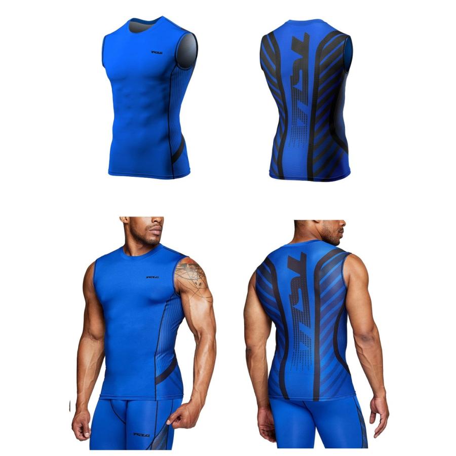 テスラ)TESLA タンクトップ メンズ ラウンドネック ノースリーブ スポーツシャツ [UVカット・吸汗速乾] コンプレッション アンダーウェア  MUA85 トップス