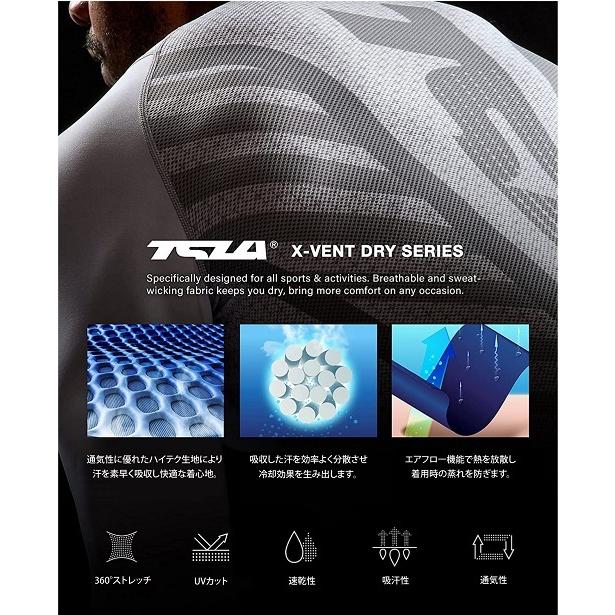 メッシュ スポーツシャツ  スポーツ インナー コンプレッションシャツ 長袖 スポーツシャツ  UVカット 吸汗速乾   TESLA テスラ MUD81 | TSLA | 01