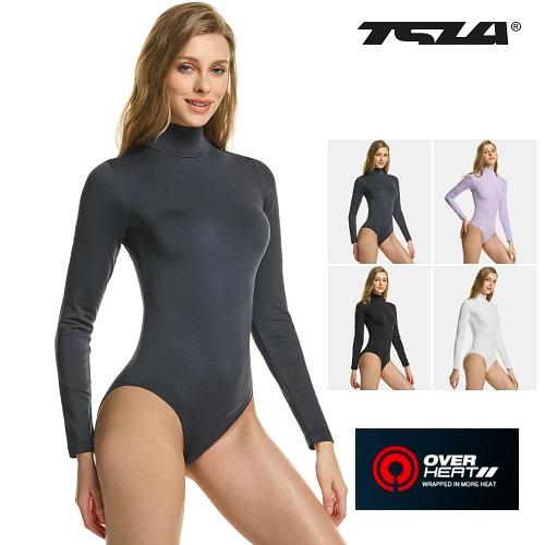 テスラ ボディスーツ スポーツインナー 長袖 レディース 微起毛 吸湿速乾 軽量保温 伸縮性 冬用 補正下着　ハイネック  上 コンプレッションウェア TSLA XUO02 | TSLA