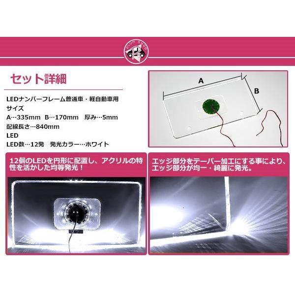 メール便送料無料 LED 12発 アクリル ナンバーフレーム ナンバー 