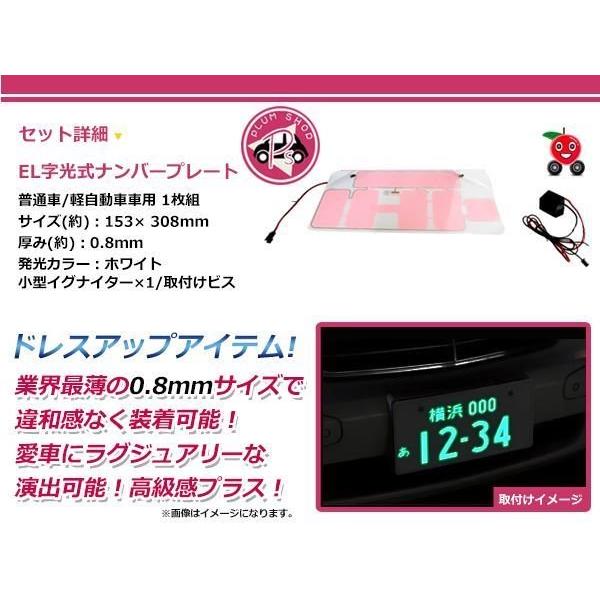 1枚 EL字光式 ナンバープレート 12V 超極薄 普通車 軽自動車 : plum