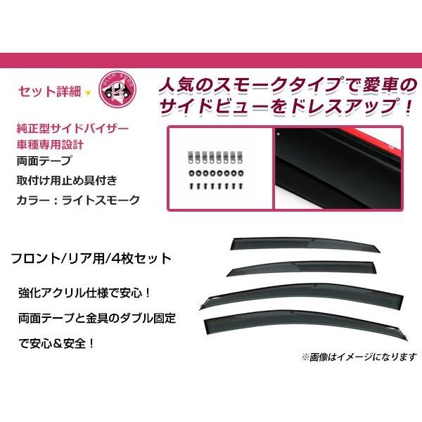 ハリアー 60系 サイドドアバイザー クリアスモーク ウィンドウ バイザー 雨よけ W固定 4枚セット 1台分｜plum-shop-net｜02