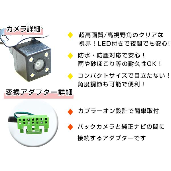 LEDライト付き バックカメラ & 入力変換アダプタ セット ホンダ