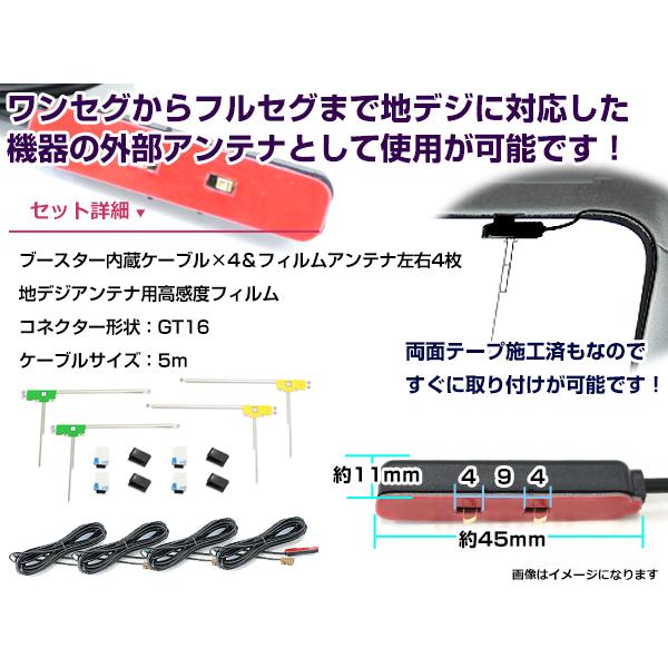 左右L型 L型 フィルムアンテナ4枚 ケーブル4本セット カロッツェリア