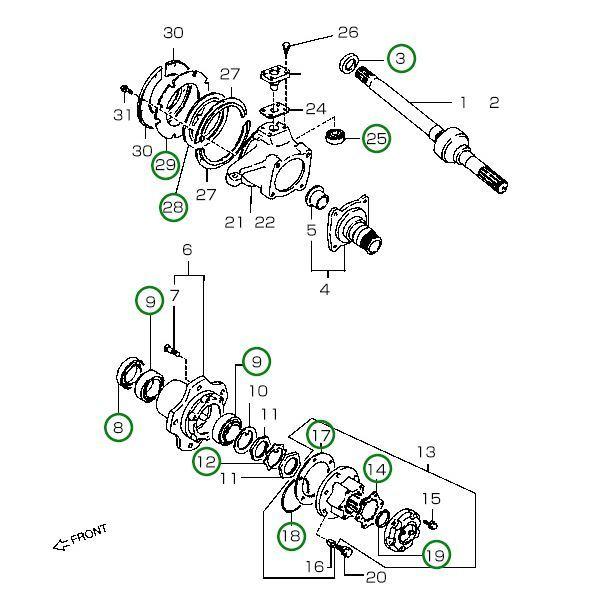 ジムニーJA11 キングピンベアリング ハブベアリング シール 消耗