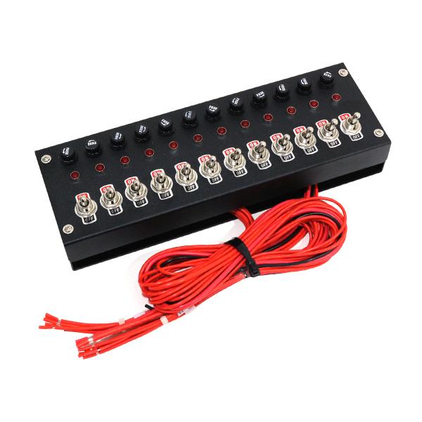 デコトラ 12連スイッチボックス 12/24V対応 トラック デコトラ 12連スイッチボックス ブラック 12V 24V
