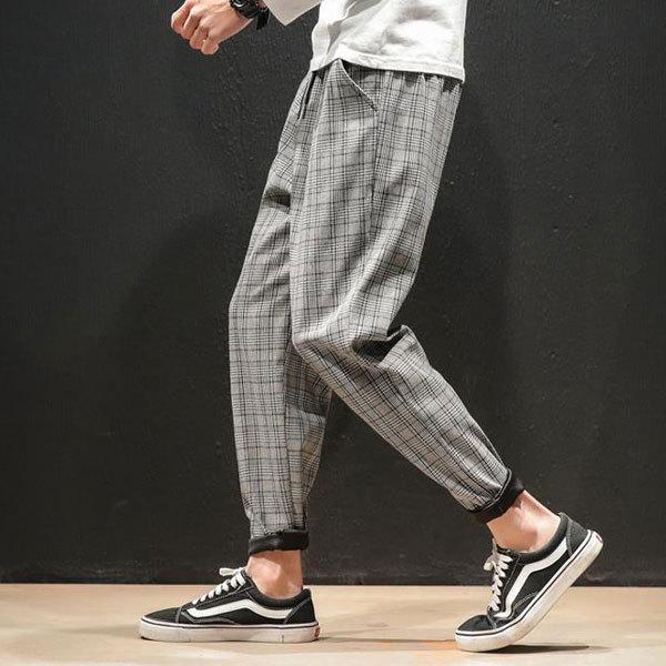 メンズ サルエルパンツ チェック柄 おしゃれ 韓国 : plumber - 通販