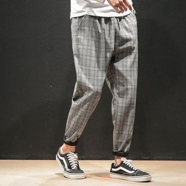 慈雨　チェック柄 サルエルパンツ ブラック グレー チェック柄変形パンツ パンツ レディース ボトムス 送料無料・メール便