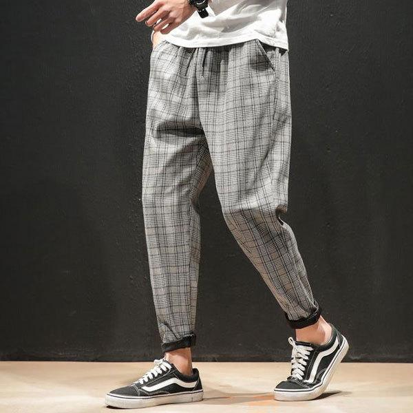メンズ サルエルパンツ チェック柄 おしゃれ 韓国 : plumber - 通販