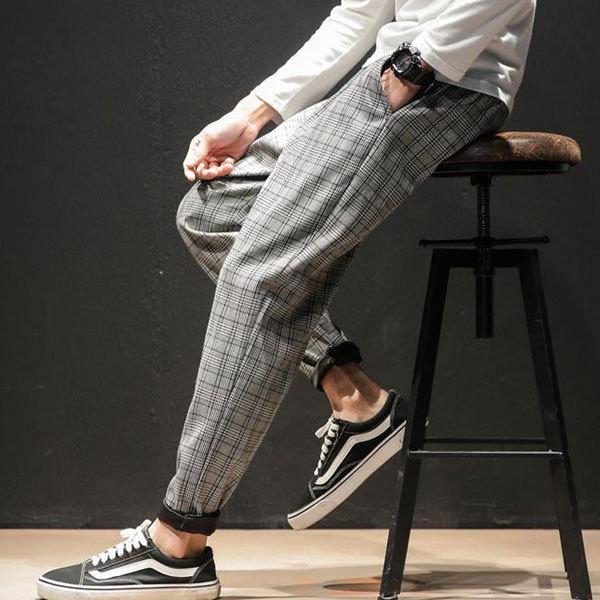 メンズ サルエルパンツ チェック柄 おしゃれ 韓国 : plumber - 通販