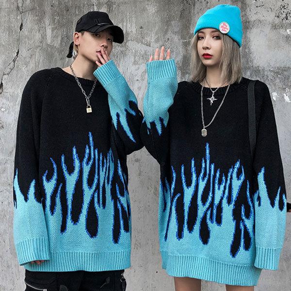 レディース ストリート 炎 原宿系 ニットセーター : plumber - 通販